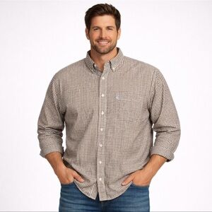 📌Columbia Men's XL Checkered Shirt - Brown/Tan Long Sleeve Casual Dress Shirt